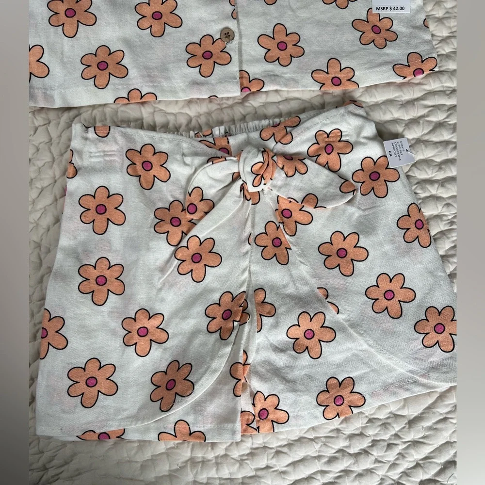 Jessica Simpson girls linen blend floral shorts set 6x